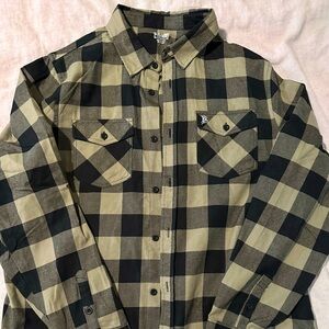 Branded Bills heavyweight flannel - Olive/Black-XL - NWOT